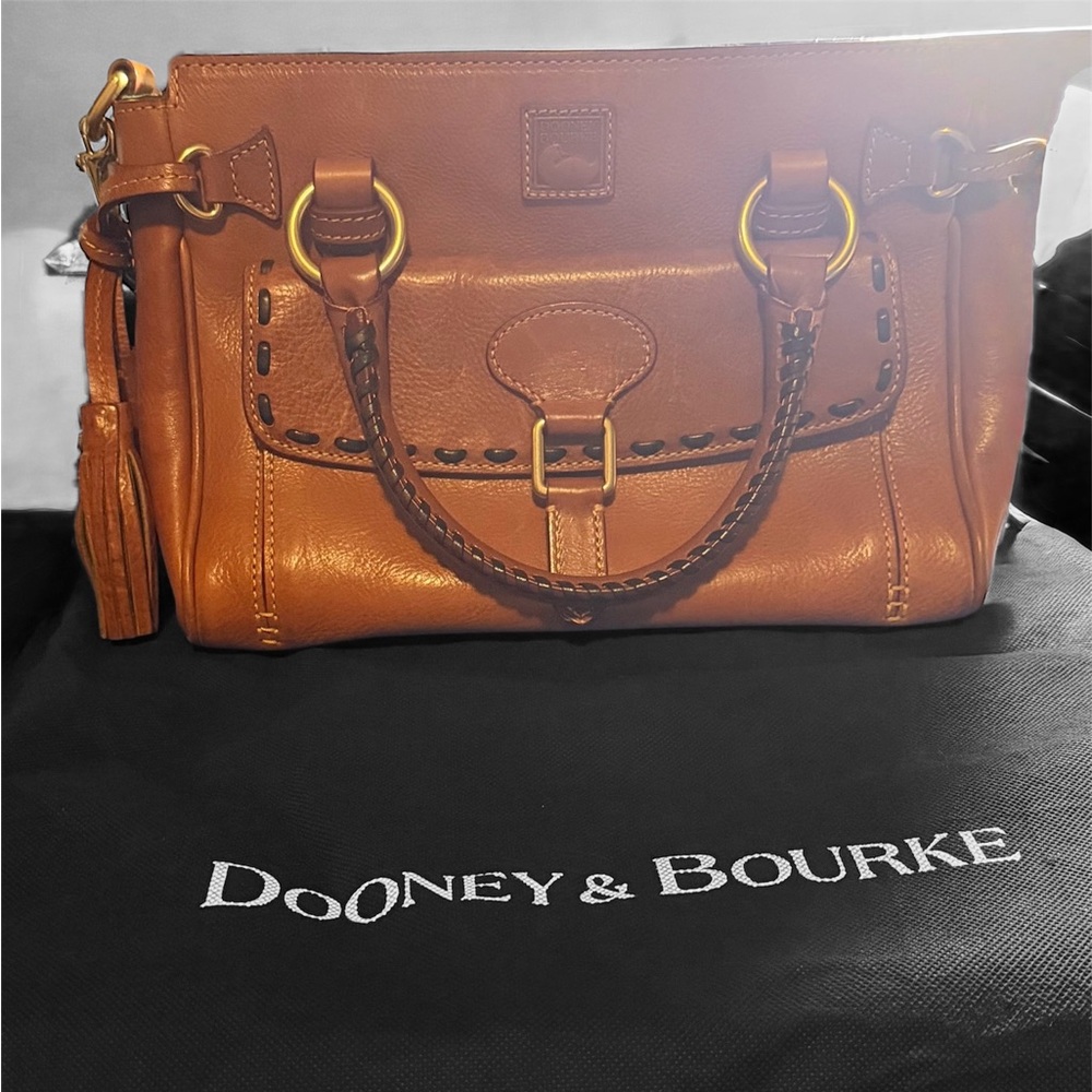 Dooney & Bourke Florentine Leather Front Pocket Satchel – Cognac